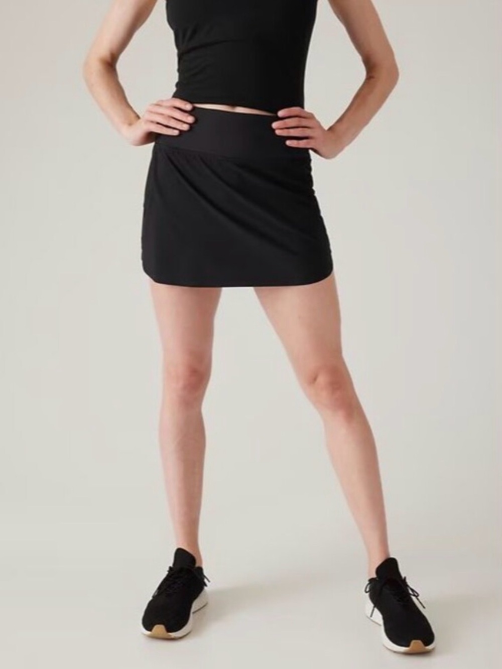 Athleta Run With It High Rise 14” Skort Womens XL Black Jupe Short Pull On Golf